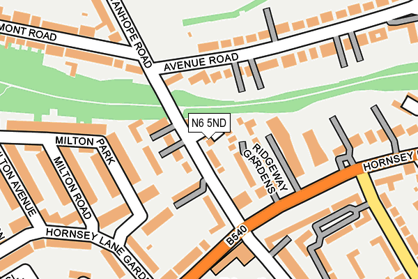 N6 5ND map - OS OpenMap – Local (Ordnance Survey)