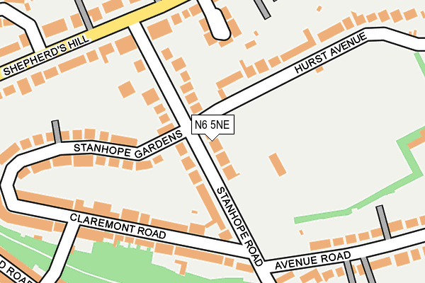 N6 5NE map - OS OpenMap – Local (Ordnance Survey)