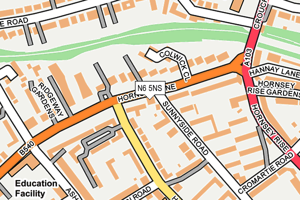 N6 5NS map - OS OpenMap – Local (Ordnance Survey)