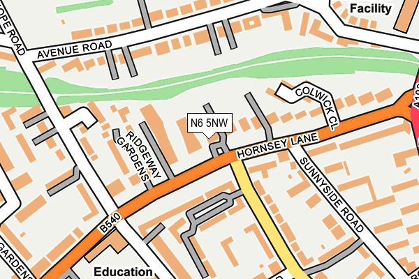 N6 5NW map - OS OpenMap – Local (Ordnance Survey)