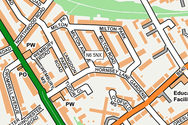 N6 5NX map - OS OpenMap – Local (Ordnance Survey)