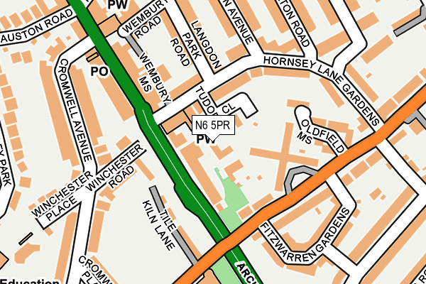 N6 5PR map - OS OpenMap – Local (Ordnance Survey)