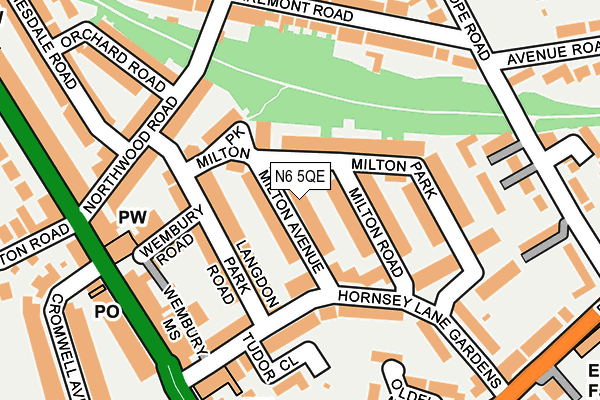 N6 5QE map - OS OpenMap – Local (Ordnance Survey)