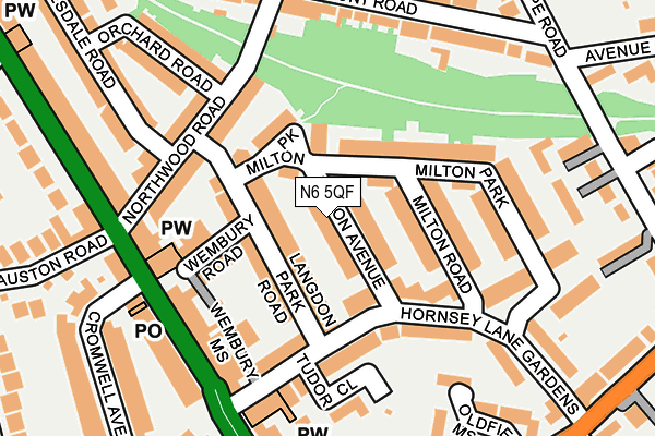 N6 5QF map - OS OpenMap – Local (Ordnance Survey)