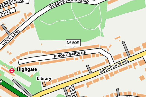N6 5QS map - OS OpenMap – Local (Ordnance Survey)