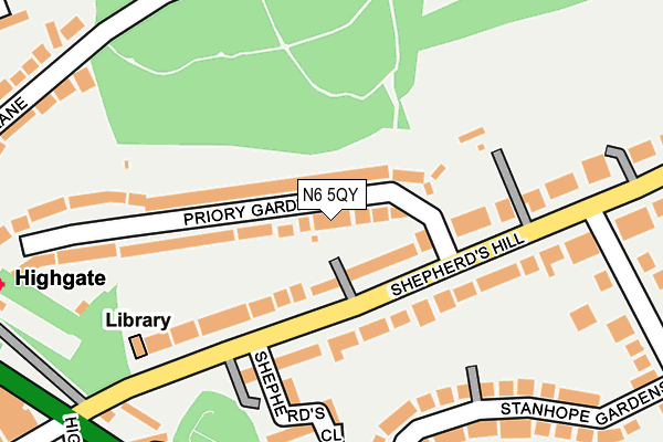 N6 5QY map - OS OpenMap – Local (Ordnance Survey)