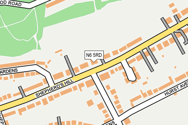 N6 5RD map - OS OpenMap – Local (Ordnance Survey)