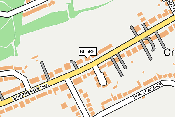 N6 5RE map - OS OpenMap – Local (Ordnance Survey)