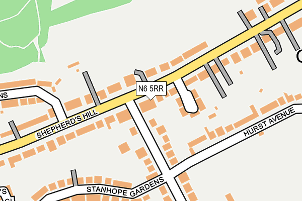 N6 5RR map - OS OpenMap – Local (Ordnance Survey)