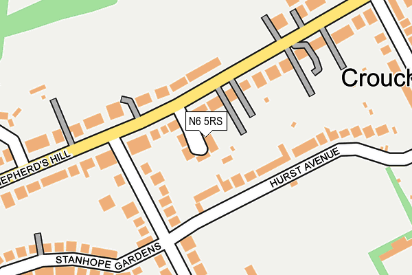 N6 5RS map - OS OpenMap – Local (Ordnance Survey)