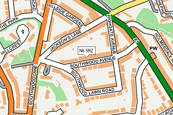 N6 5RZ map - OS OpenMap – Local (Ordnance Survey)