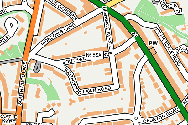 N6 5SA map - OS OpenMap – Local (Ordnance Survey)