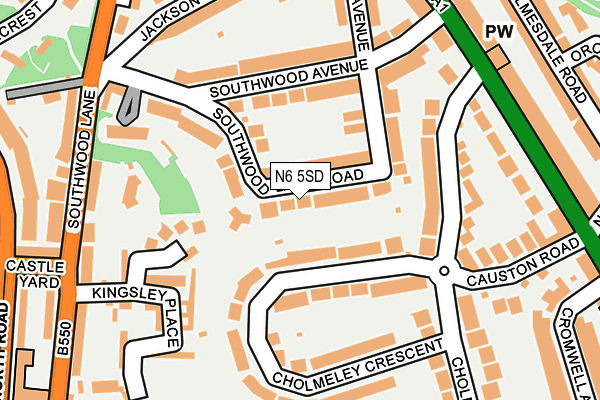 N6 5SD map - OS OpenMap – Local (Ordnance Survey)