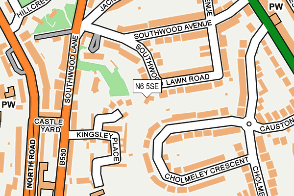 N6 5SE map - OS OpenMap – Local (Ordnance Survey)