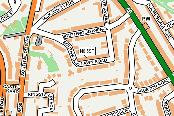 N6 5SF map - OS OpenMap – Local (Ordnance Survey)