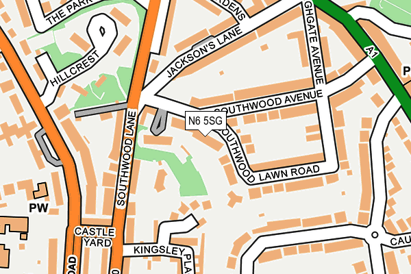 N6 5SG map - OS OpenMap – Local (Ordnance Survey)
