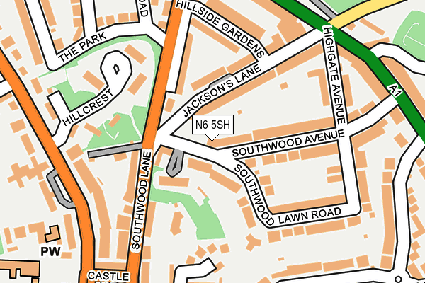 N6 5SH map - OS OpenMap – Local (Ordnance Survey)