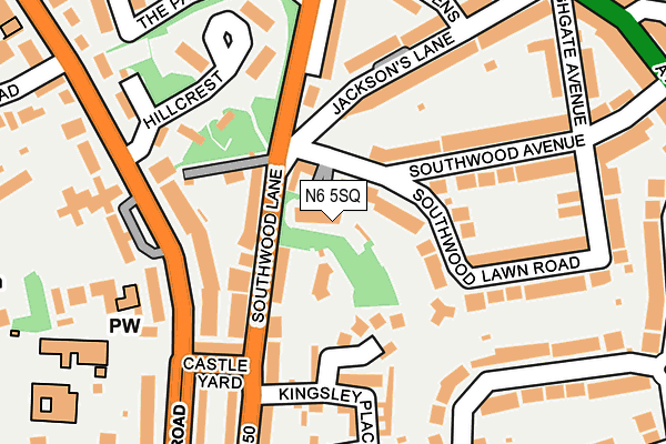 N6 5SQ map - OS OpenMap – Local (Ordnance Survey)