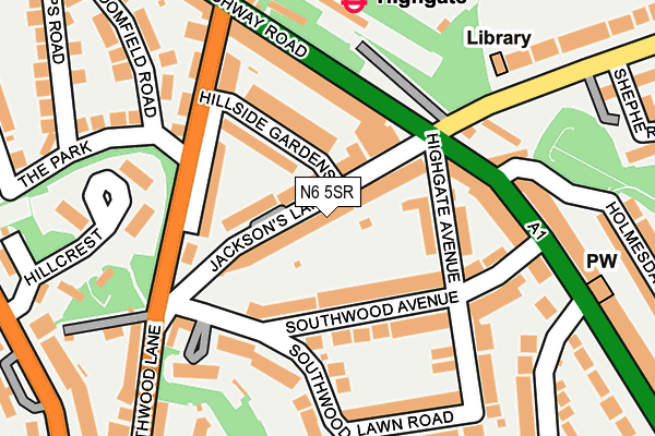 N6 5SR map - OS OpenMap – Local (Ordnance Survey)