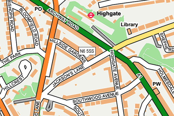 N6 5SS map - OS OpenMap – Local (Ordnance Survey)