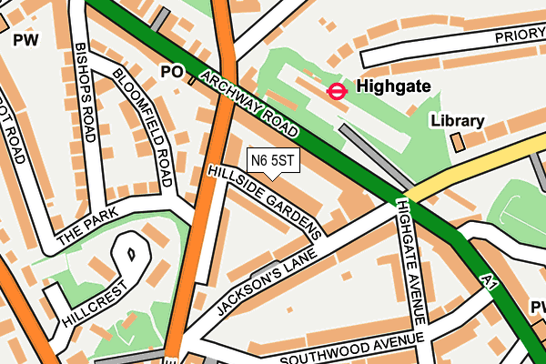 N6 5ST map - OS OpenMap – Local (Ordnance Survey)