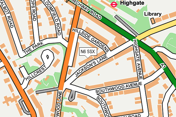 N6 5SX map - OS OpenMap – Local (Ordnance Survey)