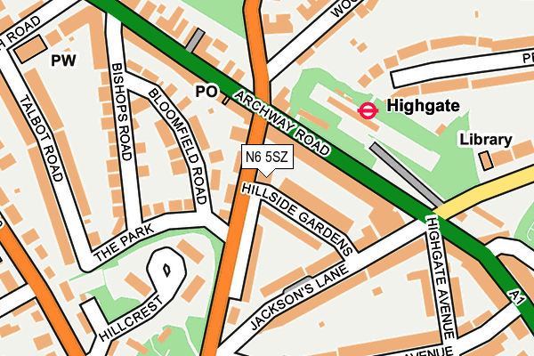 N6 5SZ map - OS OpenMap – Local (Ordnance Survey)