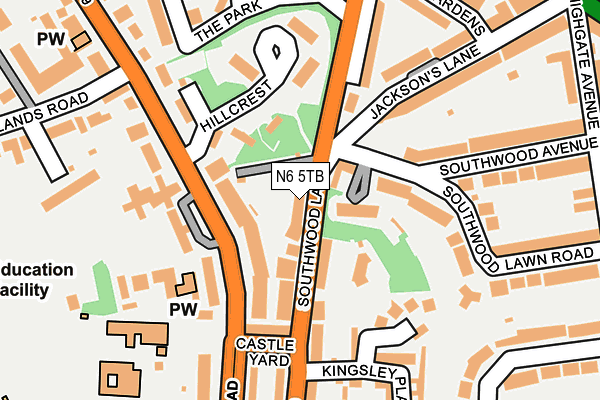 N6 5TB map - OS OpenMap – Local (Ordnance Survey)