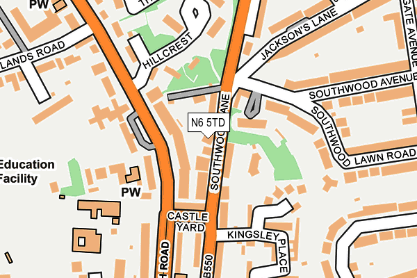 N6 5TD map - OS OpenMap – Local (Ordnance Survey)
