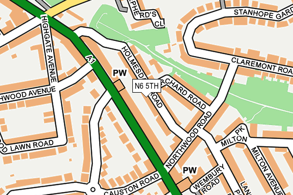 N6 5TH map - OS OpenMap – Local (Ordnance Survey)