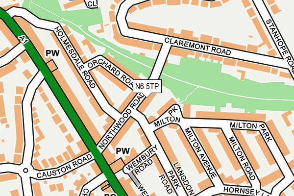 N6 5TP map - OS OpenMap – Local (Ordnance Survey)