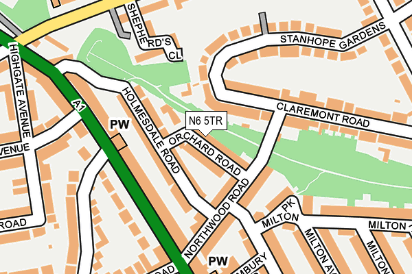 N6 5TR map - OS OpenMap – Local (Ordnance Survey)