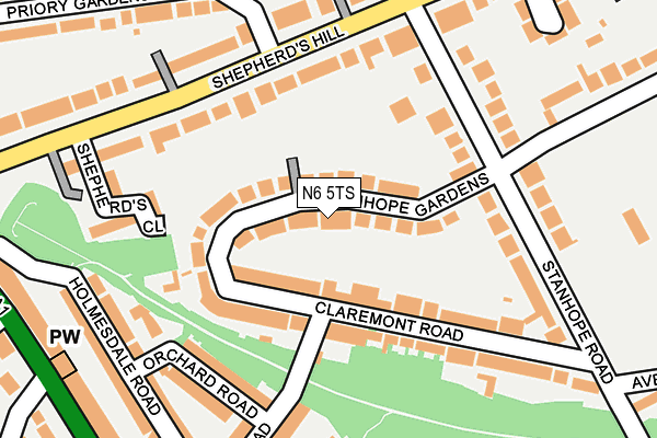 N6 5TS map - OS OpenMap – Local (Ordnance Survey)