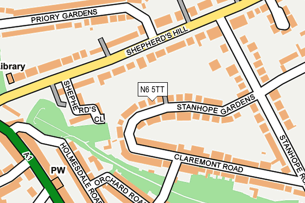 N6 5TT map - OS OpenMap – Local (Ordnance Survey)