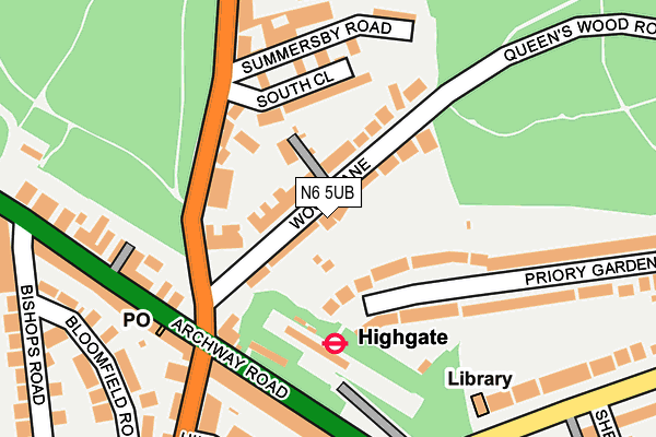 N6 5UB map - OS OpenMap – Local (Ordnance Survey)