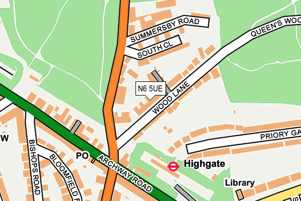 N6 5UE map - OS OpenMap – Local (Ordnance Survey)
