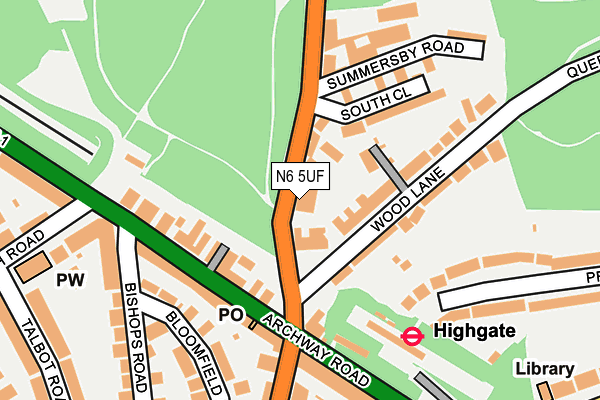 N6 5UF map - OS OpenMap – Local (Ordnance Survey)