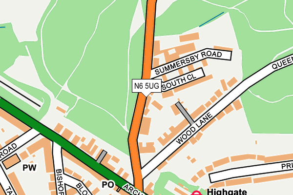 N6 5UG map - OS OpenMap – Local (Ordnance Survey)