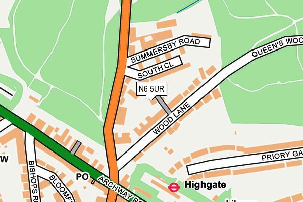 N6 5UR map - OS OpenMap – Local (Ordnance Survey)