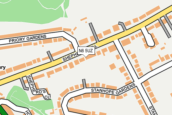 N6 5UZ map - OS OpenMap – Local (Ordnance Survey)