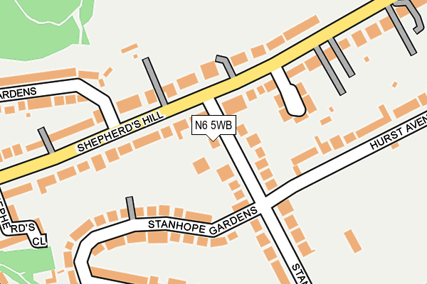 N6 5WB map - OS OpenMap – Local (Ordnance Survey)