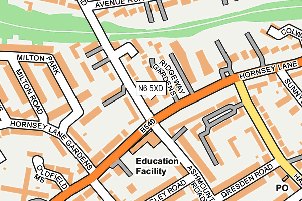 N6 5XD map - OS OpenMap – Local (Ordnance Survey)