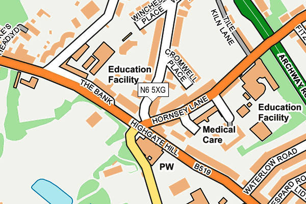 N6 5XG map - OS OpenMap – Local (Ordnance Survey)
