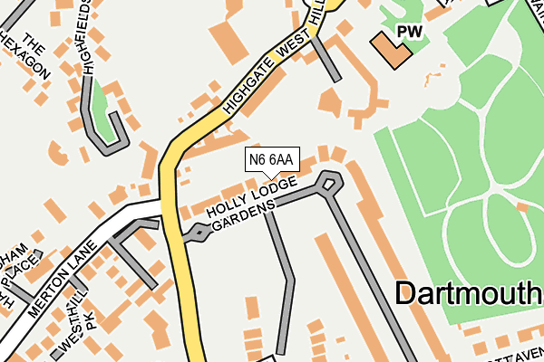 N6 6AA map - OS OpenMap – Local (Ordnance Survey)