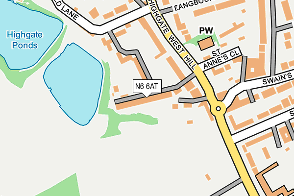 N6 6AT map - OS OpenMap – Local (Ordnance Survey)