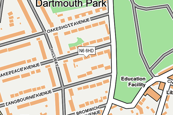 N6 6HD map - OS OpenMap – Local (Ordnance Survey)