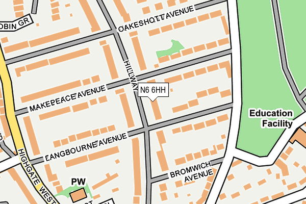 N6 6HH map - OS OpenMap – Local (Ordnance Survey)