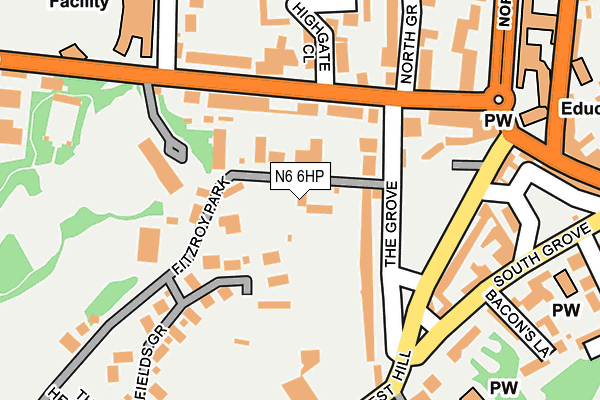 N6 6HP map - OS OpenMap – Local (Ordnance Survey)