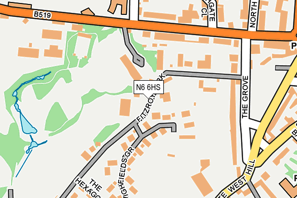 N6 6HS map - OS OpenMap – Local (Ordnance Survey)