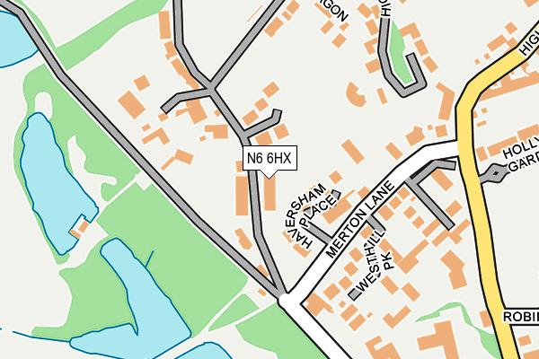 N6 6HX map - OS OpenMap – Local (Ordnance Survey)